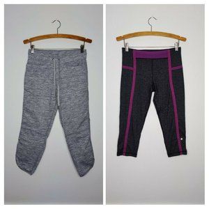(2) Lululemon Women's Size 6 Gray Purple Capri Yoga Pants